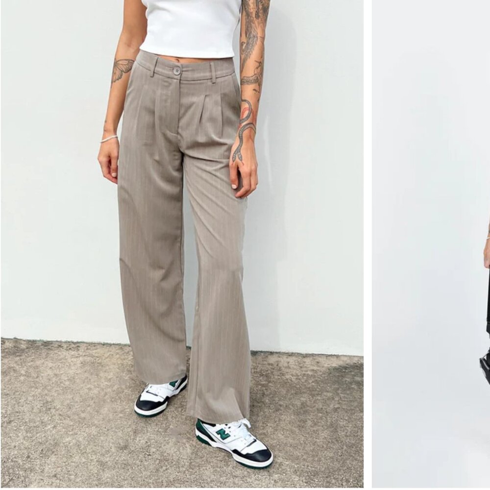 NWT | Princess Polly | Archer Pants Pinstripe Beige | Sz 4